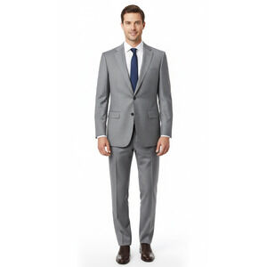 Suitsupply Napoli Gray Plaid Suit 40L 98 Vitale Barberis Canonico Wool Mens Slim